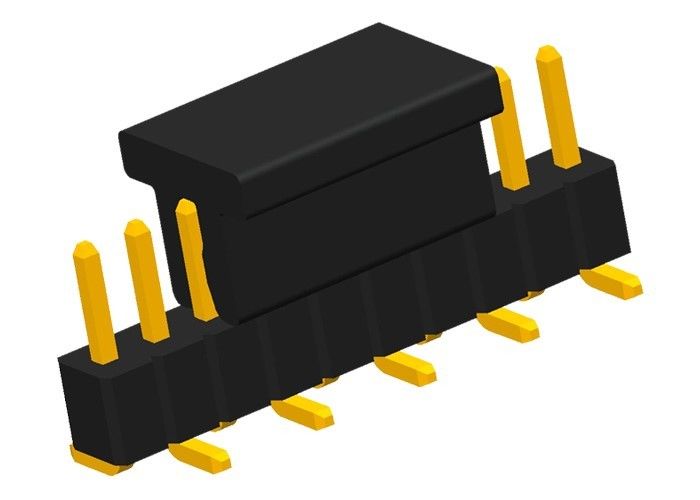 SMT Pin Header 10 Pin Baris Tunggal CAP Konektor Header Sudut Kanan Emas Flash