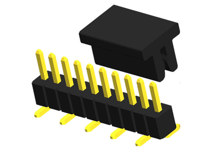 SMT Pin Header 10 Pin Baris Tunggal CAP Konektor Header Sudut Kanan Emas Flash
