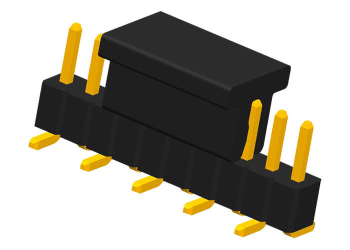 SMT Pin Header 10 Pin Baris Tunggal CAP Konektor Header Sudut Kanan Emas Flash