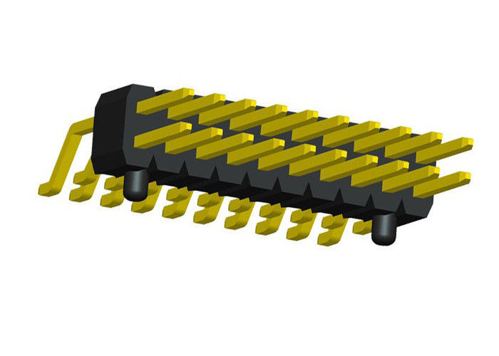 Double Row Pin Header Horisontal Jenis SMT 2x20 Pin Header Hitam 1.27mm