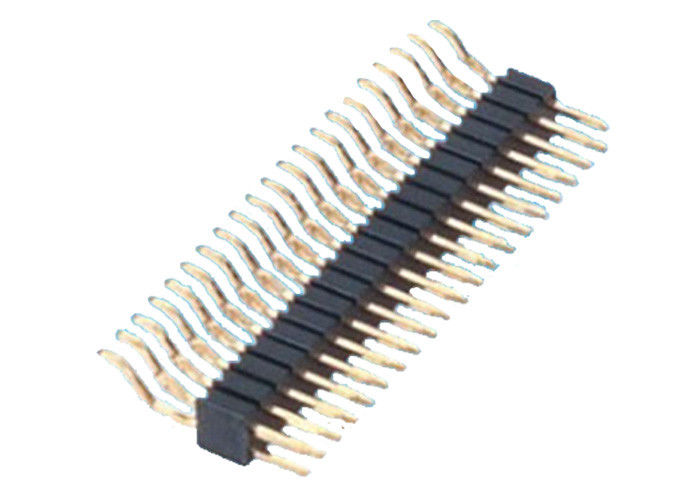 Double Row Pin Header Horisontal Jenis SMT 2x20 Pin Header Hitam 1.27mm