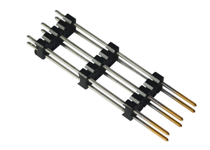 Sepuluh Pin Dual Row Pin Header 2.54 Mm Pitch Header Tipe Lurus Tiga Plastik