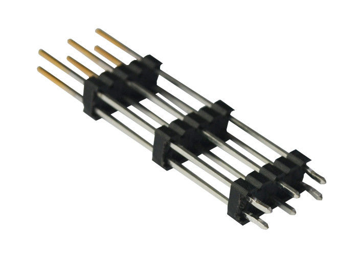 Sepuluh Pin Dual Row Pin Header 2.54 Mm Pitch Header Tipe Lurus Tiga Plastik