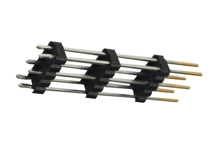 Sepuluh Pin Dual Row Pin Header 2.54 Mm Pitch Header Tipe Lurus Tiga Plastik