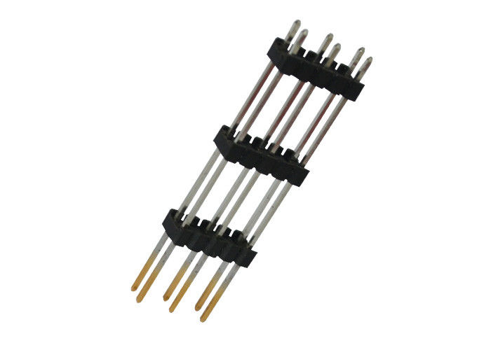 Sepuluh Pin Dual Row Pin Header 2.54 Mm Pitch Header Tipe Lurus Tiga Plastik