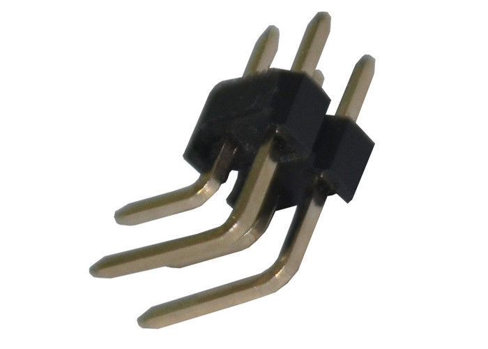 Konektor Header Pin Baris Ganda Sudut Kanan 2.54mm X 2.5mm Tahan Isolasi