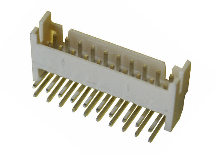 Beige 20 Pin Wire To Board Header 2.0mm Pitch Sudut Kanan DIP Jenis Kuningan