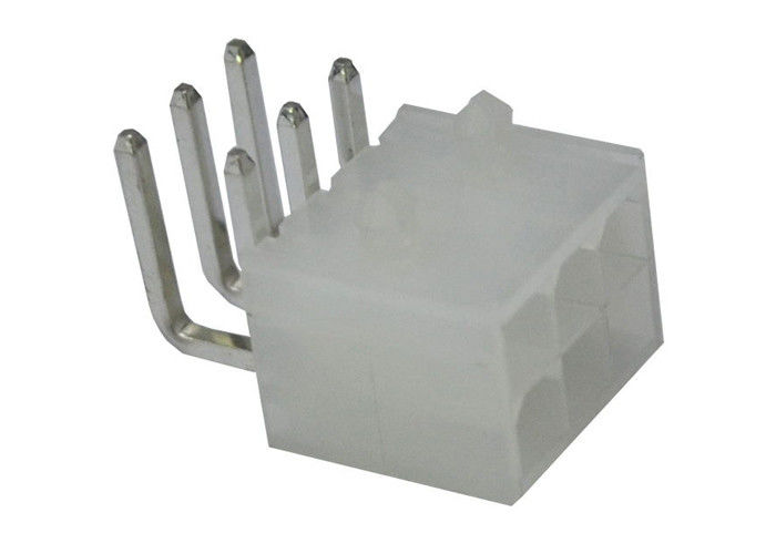 Putih Sudut Kanan 6 Pin Header Wafer Pcb Wire Untuk Naik Konektor 30m Ohm