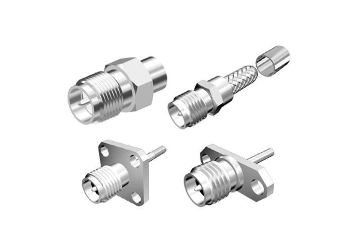 Kuningan SMA Pria Connector Clamp Connector Coaxial Tembaga 50 Ohm RoHS Compliant