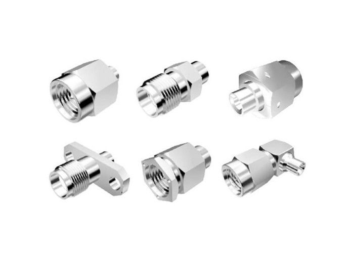 Kuningan SMA Pria Connector Clamp Connector Coaxial Tembaga 50 Ohm RoHS Compliant