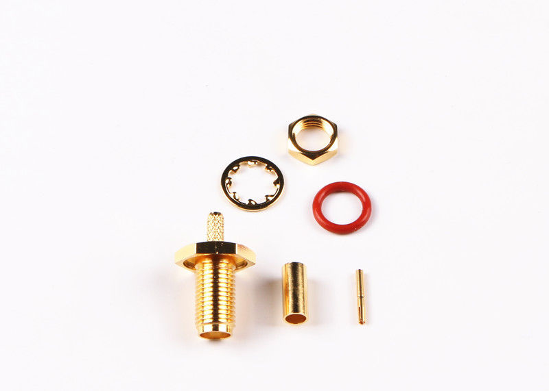 18GHz Perempuan Socket SMA Connector Lurus Untuk Kabel Emas Disepuh High Precision