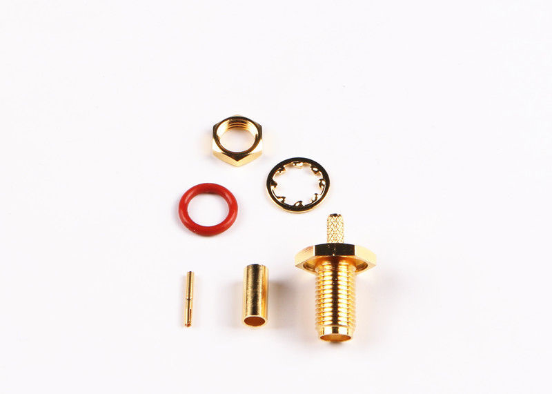 18GHz Perempuan Socket SMA Connector Lurus Untuk Kabel Emas Disepuh High Precision