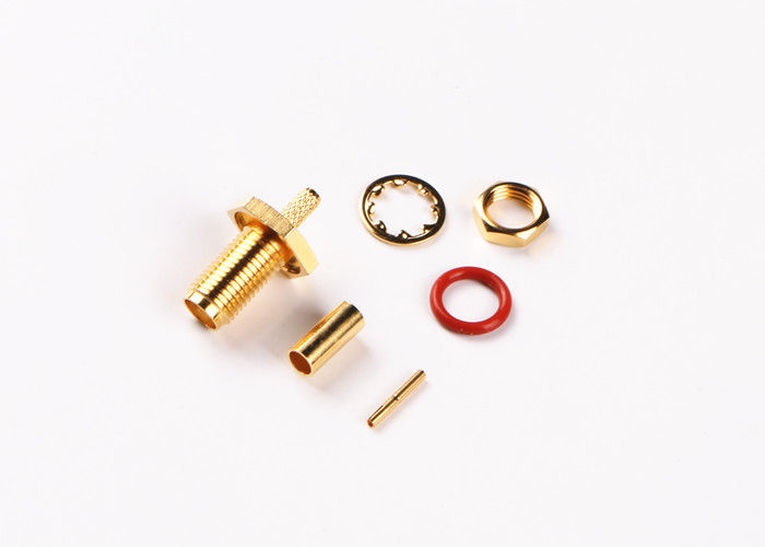 18GHz Perempuan Socket SMA Connector Lurus Untuk Kabel Emas Disepuh High Precision