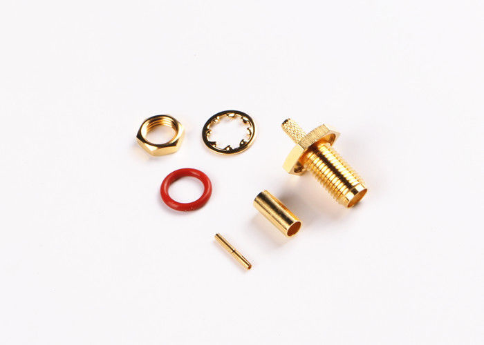 18GHz Perempuan Socket SMA Connector Lurus Untuk Kabel Emas Disepuh High Precision