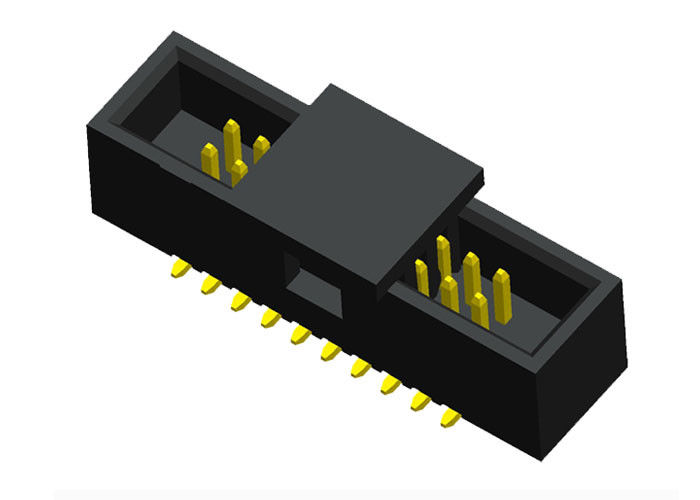 SMT CAP Jenis Box Header Connector 1.27mm Pitch Emas Flash Kontak Plating