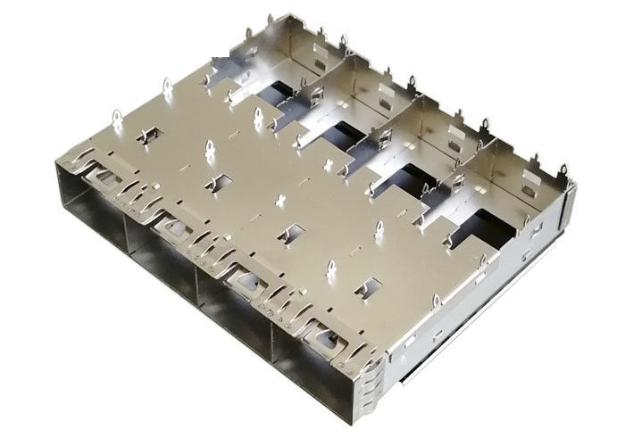 4 Port SFP Port Connector Bahan Kandang Paduan Tembaga Perisai EMI Untuk 10G Ethernet