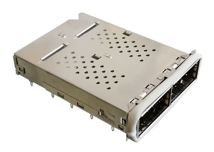 QSFP14 SFP Connector Cage 2 Port 1x2 Ganged 40G Ethernet Diterapkan Dengan EMI Gasket