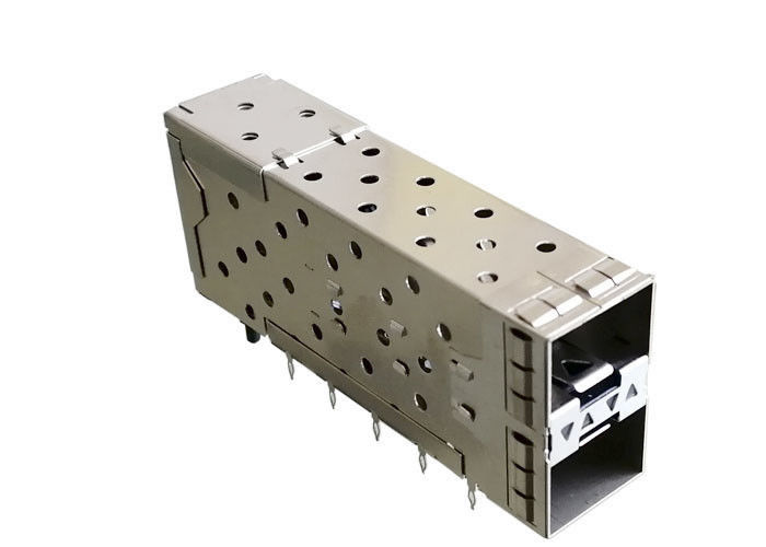Konektor Perakitan Jack SFP Terintegrasi 2x1 Bahan Kandang Paduan Tembaga Pree Fit Mounting