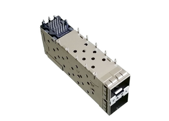 Konektor Perakitan Jack SFP Terintegrasi 2x1 Bahan Kandang Paduan Tembaga Pree Fit Mounting