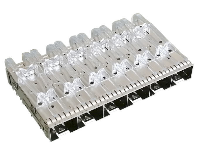 Tekan Fit SFP Socket SFP Cage Connector 1x6 Multiple Port Dengan EMI Finger Spring