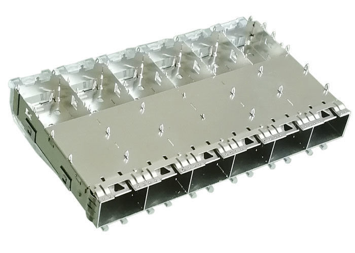 Tekan Fit SFP Socket SFP Cage Connector 1x6 Multiple Port Dengan EMI Finger Spring
