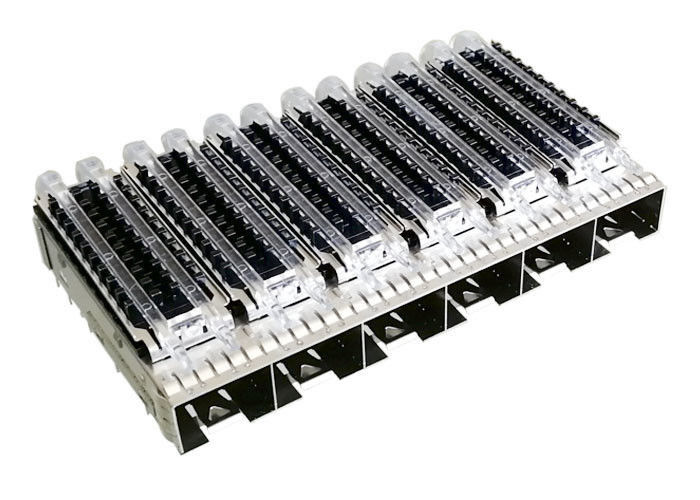 On Cage Konektor SFP Cage Permukaan Atas 1 X 6 Disatukan Dengan Pipa Pendingin Cahaya