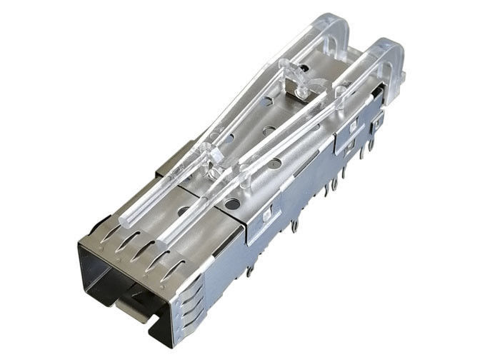 Lampu Pipa SFP Cage Connector Panel Mount Copper Alloy Untuk Gigabit Ethnet