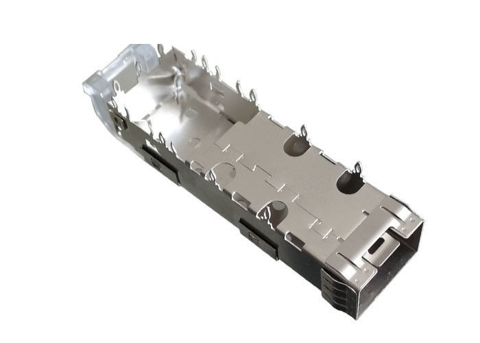 Lampu Pipa SFP Cage Connector Panel Mount Copper Alloy Untuk Gigabit Ethnet