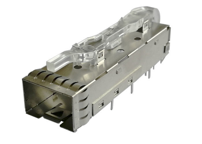 3,0 mm Solder Post PIN 1 x 1 SFP Cage Assembly Dengan Light Pipe EMI Spring Finger